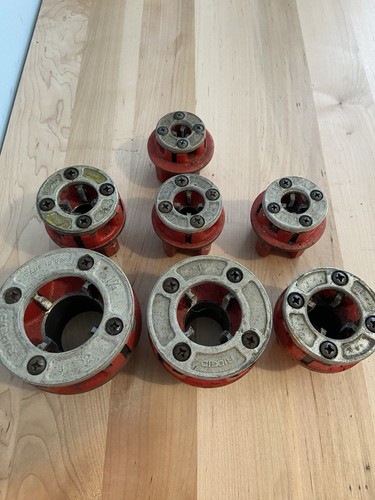 Lot Of 7 Used RIDGID Pipe Threader Die Set 7-pc Set