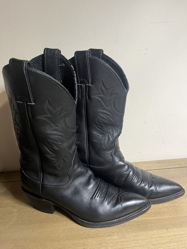 JUSTIN Cowboy Boots Women’s Black 6B 1.5” Heel - Picture 2 of 11