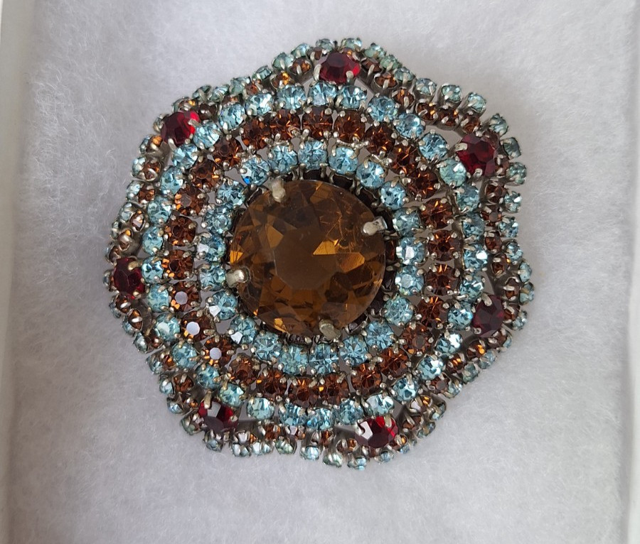 vintage christian dior multi color brooch