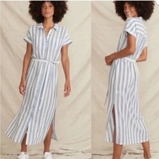 Marine Layer Striped Dress with Waist Tie Blue and White Size Small