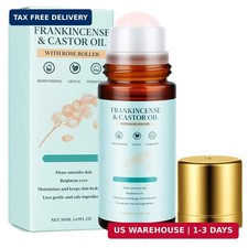 Frankincense and Castor Oil Roll On with Rose Quartz Roller, 100 Pure Organic C
