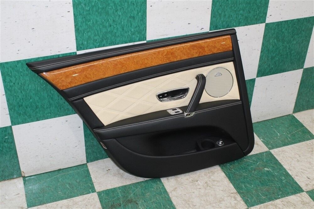 14' Flying Spur 4DR Black Beige Leather Wood Left Rear Door Trim Panel LR Driver