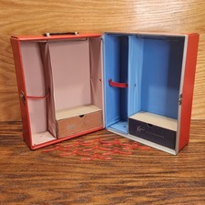 Vintage 1963 Mattel Barbie Ken Red Doll Carrying Case Hangers Toy Suitcase