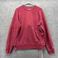 Champion Sweatshirt Mens Medium Crimson Red Crewneck Raglan Athletic Pullover