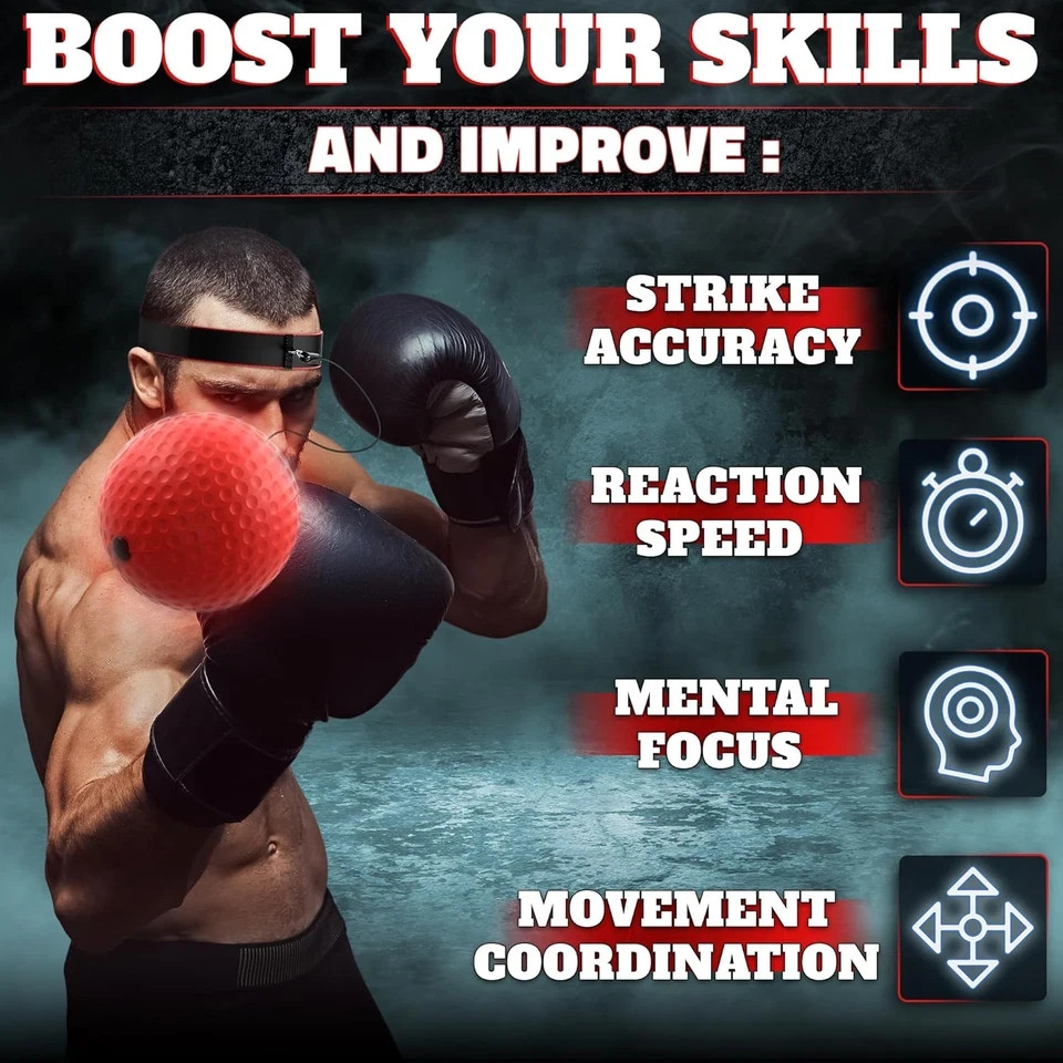 Boxing Reflex Ball Set with 4 Difficulty Balls & 2 Adjustable Headbands – Reacti