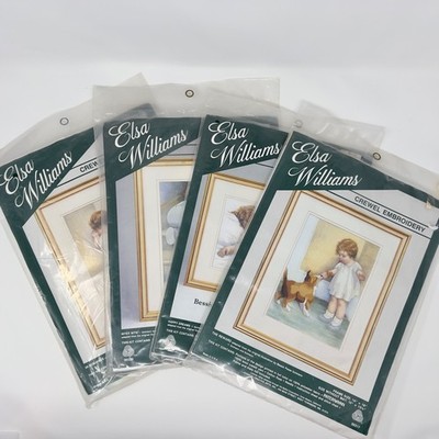 Vintage Embroidery Elsa Williams Crewel Lot Of 4 Bessie Pease Gutmann Baby