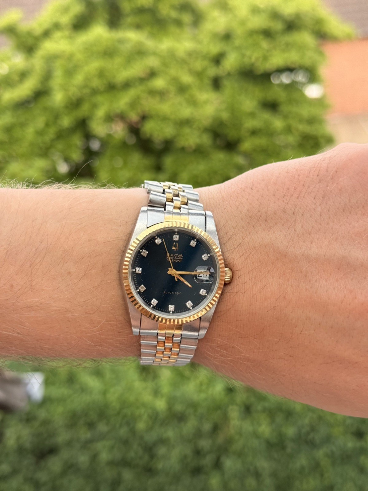 Vintage Bulova Super Seville Automatic 36mm DiamondDial ETA 2824-2 Full Set 1988