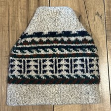 Vintage Knit Outerwear Wool Blend Nordic Fair Isle Beanie Hat Made In USA