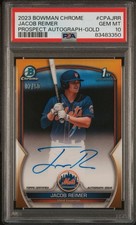 Jacob Reimer 1st 2023 Bowman Chrome Prospect Auto Gold Refractor /50 PSA 10 Mets