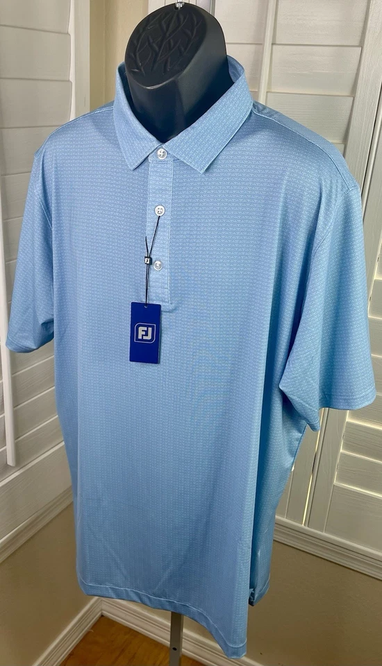 FootJoy Performance BL Geo Riviera/Powder Blue Golf Polo Shirt 33351 - Men’s XL - Image 3 of 4