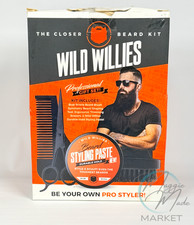New Wild Willies Beard Grooming Kit Styling Paste Brush Comb Scissors Set