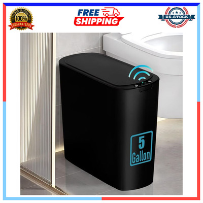 Automatic 5 Gallon Smart Trash Can with Lid Touchless Wastebasket for Bathroom