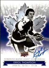 Errol Thompson Signed Auto 2017 Upper Deck Centennial card Toronto Maple Leafs