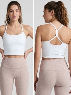 Beyond Yoga Spacedye Slim Racerback Cropped Tank Top Women's XS Cloud White