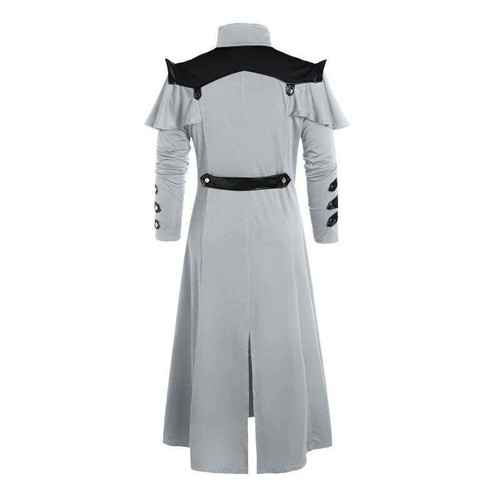 Men's Windbreaker Medieval Victorian Style Cape Cloak Costume Jacket Frock Coat - Picture 9 of 11