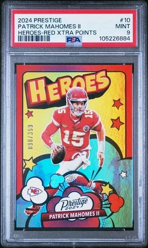 🏈2024 Prestige Patrick Mahomes II Red Xtra Points HEROES Insert #98/399 PSA 9!