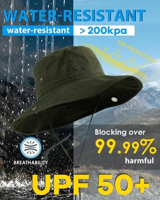 Waterproof Bucket Rain Hat For Women Men Wide Brim UPF 50+  display picture 1
