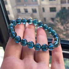 9mm Natural green Aquamarine Gemstone Crystal Beads Bracelet AAA