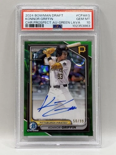2024 Bowman Chrome Konnor Griffin Green Lava Refractor Auto #50/99 PSA 10