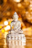 Shakyamuni Buddha Messing Versilbert H: 5,5 Cm Figur Statue Skulptur