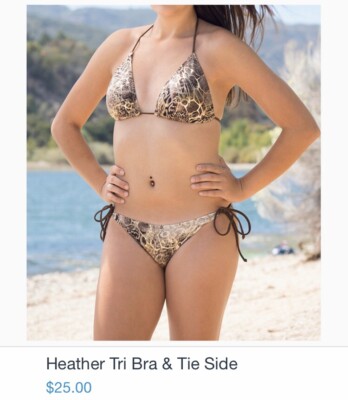 Heather Tri bra & Tie Side Swimwear 2 piece Set - USA Made - Bikini Swimsuit