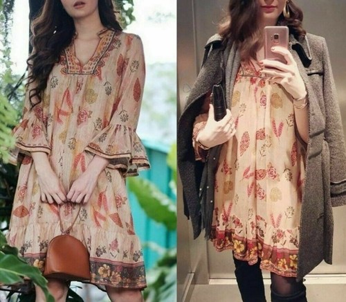 Zara Boho Hippie Mini Dress Tunic 