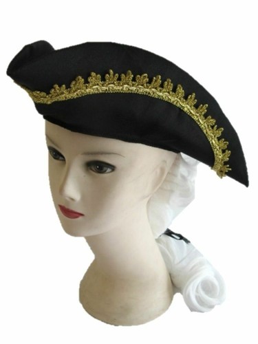 Adult Colonial Tricorn Black Hat with 