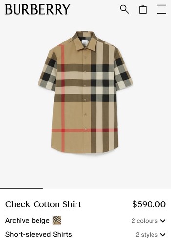 MENS NEW BURBERRY CHECK COTTON SHIRT SIZE M - FREESHIPPING - EBAY VERIFIED - Picture 5 of 7