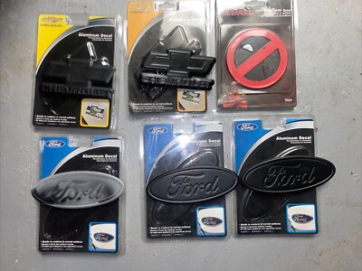 Lot Of 6 Chrome Graphic Decals Hand Painted Matte Black (removable) Chevy Ford++