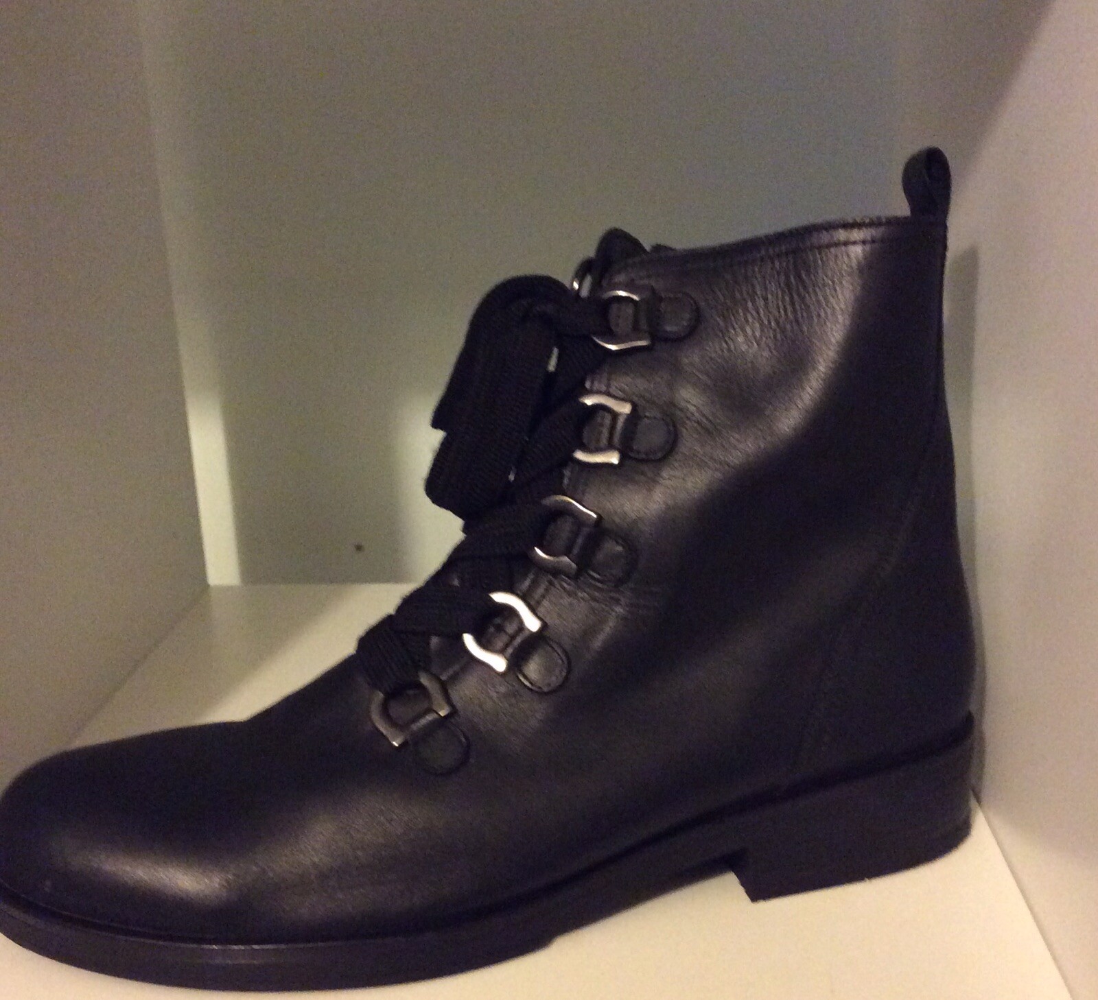 Large Size Women’s Black Ankle Boots. UK 10/ 11, EU Size 46 Laced Boots