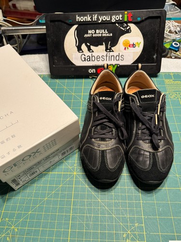 Geox Women's Respira Black Lace-Up Round Toe Low Top Sneaker Shoes Size 8