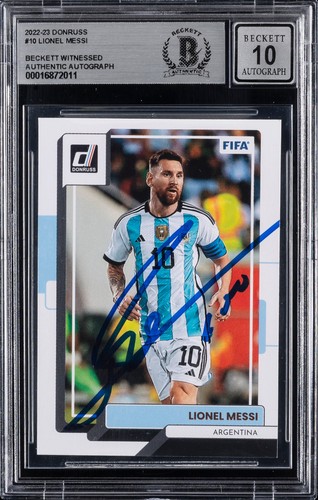 2022-23 Panini Donruss Lionel Messi #10 BAS Auto 10 Beckett