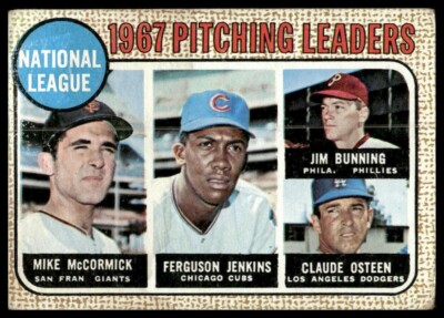 1968 Topps #9 1967 Pitching Leaders w/ Fergie Jenkins HOF Jim Bunning