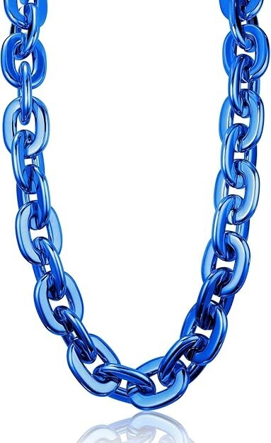 Blue Hip Hop Large Thick Acrylic Plastic Cuban Link Chain Necklace