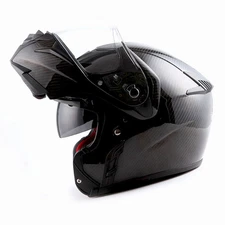 MARS Genuine Carbon Fiber Motorcycle Modular Flip up Full Face Helmet Dual Visor