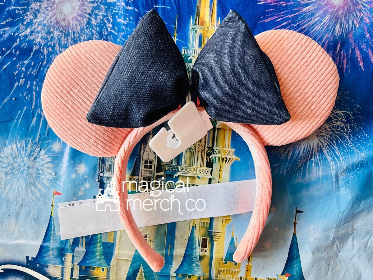 2023 Disney Parks Pink Corduroy & Blue Denim Bow Minnie Ear  display picture 1