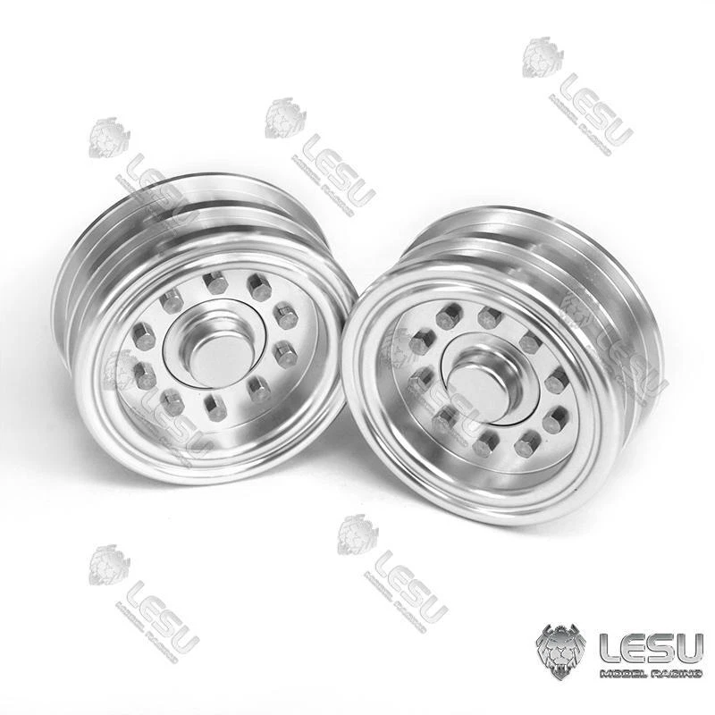 LESU Metal Rear Wheel Hub Pair Tires For 1/14 RC Forklift Model Car Truck Parts - Image 3 of 4