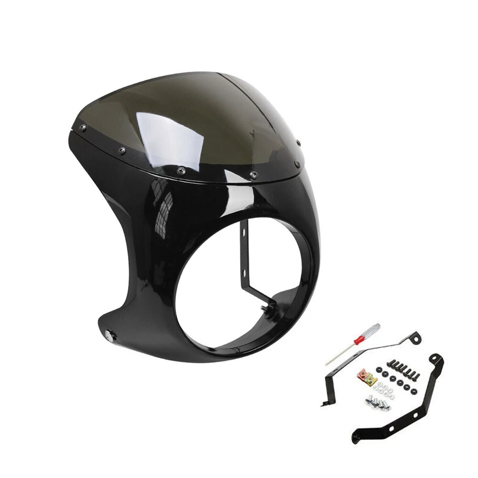 Universal 7" Front Headlight Fairing Windshield Windscreen Cover For Cafe Racer — 第 4/4 张图片