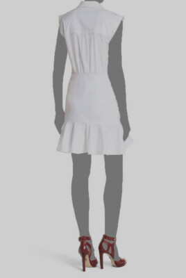 white ruched button dress Women's White Strappy Ruched Button Down Shift Dress