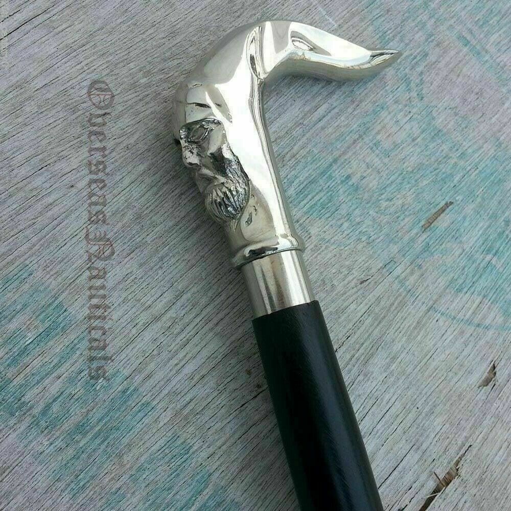 Vintage Looking solid brass designer human face h… - image 5