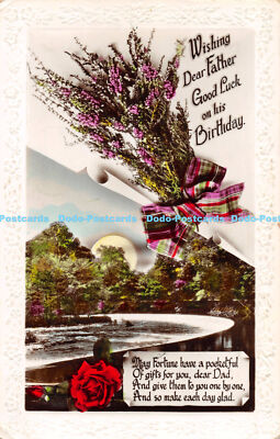 R171707 Wishing Dear Father Good Luck on his Birthday. May Fortune have a pocket