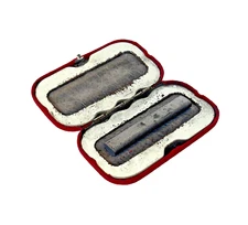 Vintage Pocket Hand Warmer Red Velvet Case Fuel Stick Latches 4.5x2.5" Hong Kong
