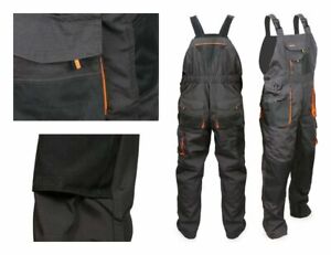 Bib and Brace Overalls Heavy Duty Work Trousers Dungaress Knee Pad Pockets