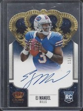 E.J. MANUEL 2013 CROWN ROYALE GOLD DIE CUT ON CARD ROOKIE AUTO RC #D 11/25