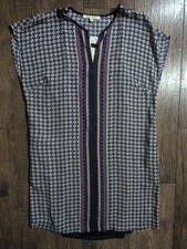 Black Rainn Women's Boho Dress Size M Purple White Blue Pullover Chiffon NWT!