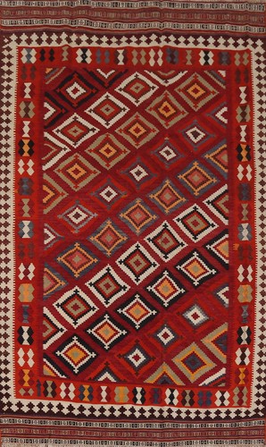 Hand-woven Reversible Wool Rug Kilim Tribal Geometric Vegetable Dye Area Rug 5x9