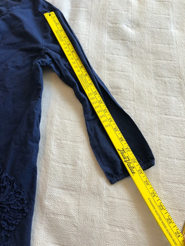 Túnica Bordada Floral Vestido Repujado Azul Marino Dependiendo del Horizon - L Foto 4 de 4