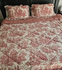  Red Toile French Queen Comforter  92x96 Rust...