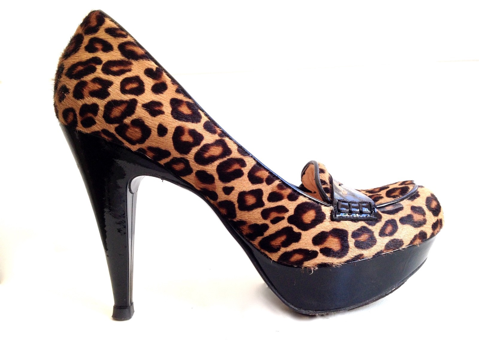 Gastone Lucioli animal hair & lac leather heels shoes sz. 37 7US Gastone Lucioli animal hair & lac leather heels shoes sz. 37 7US