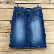 Abercrombie Fitch Denim Skirt 4 A-Line Cotton USA Made Side Slits Y2K B7